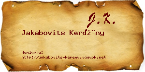 Jakabovits Kerény névjegykártya