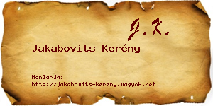 Jakabovits Kerény névjegykártya