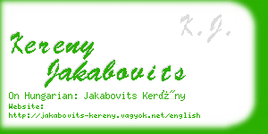 kereny jakabovits business card